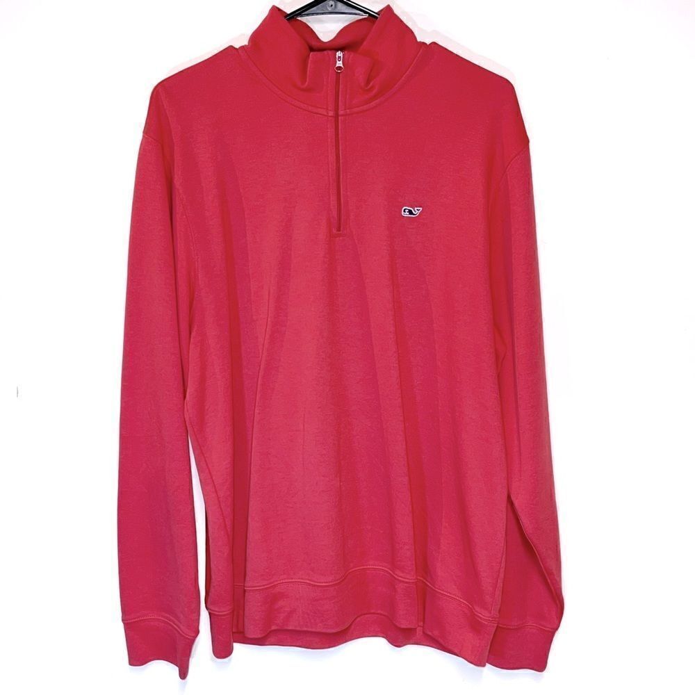 Vineyard Vines Women’s Long Sleeve Quarter Zip Cotton Pink Polo Sz S